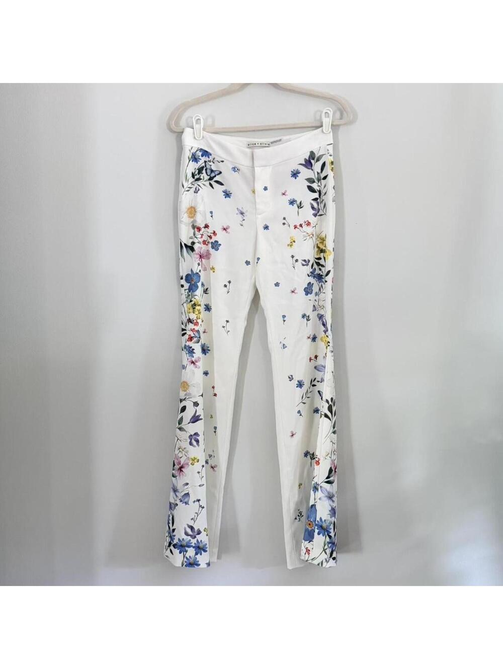 Alice + Olivia Andrew Placed Floral Slim Bootcut Pants - Picture 4 of 12